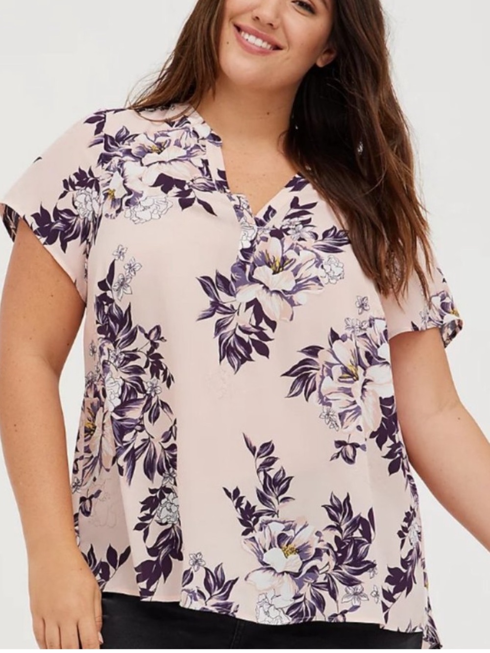 NWT Torrid Pink Floral Georgette Hi-Low Blouse 0x Plus size